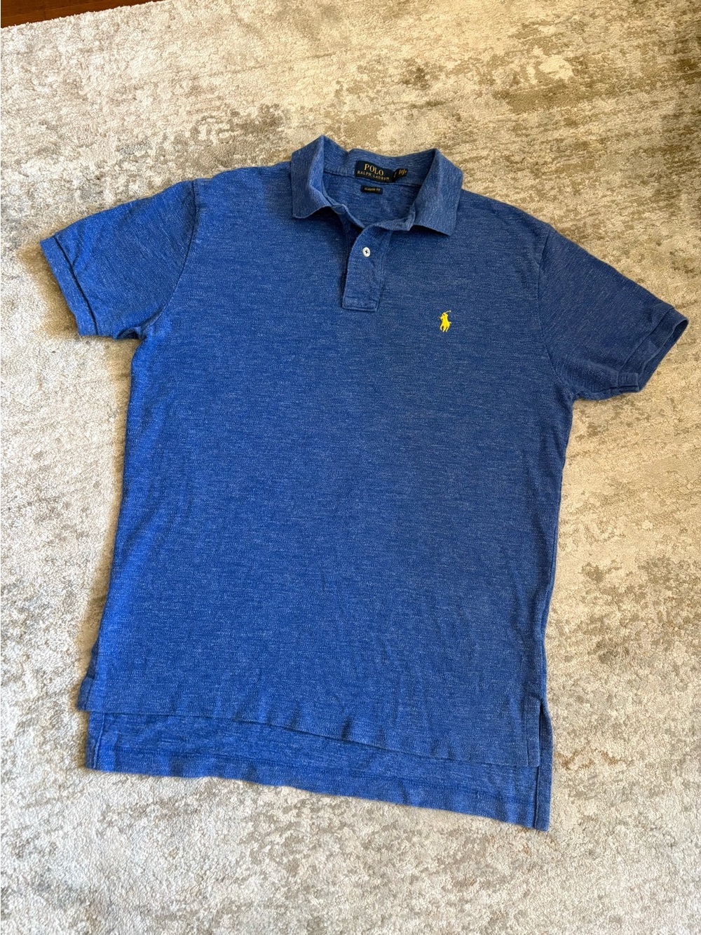 Polo by Ralph Lauren Heathered Royal Blue Short-Sleeve Polo with Yellow Pony